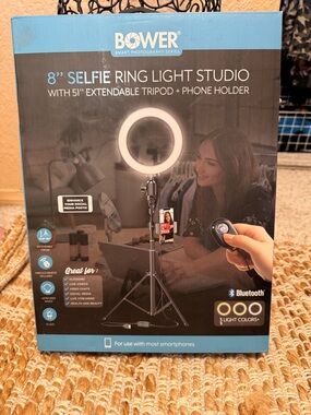 Bower 8" Selfie Ring Light Studio - Black/Blue Box